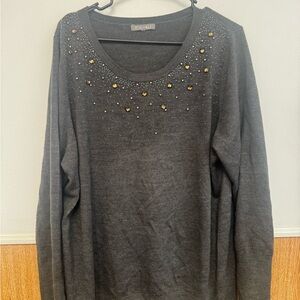 Roz & Ali Charcoal Embellished Sweatshirt